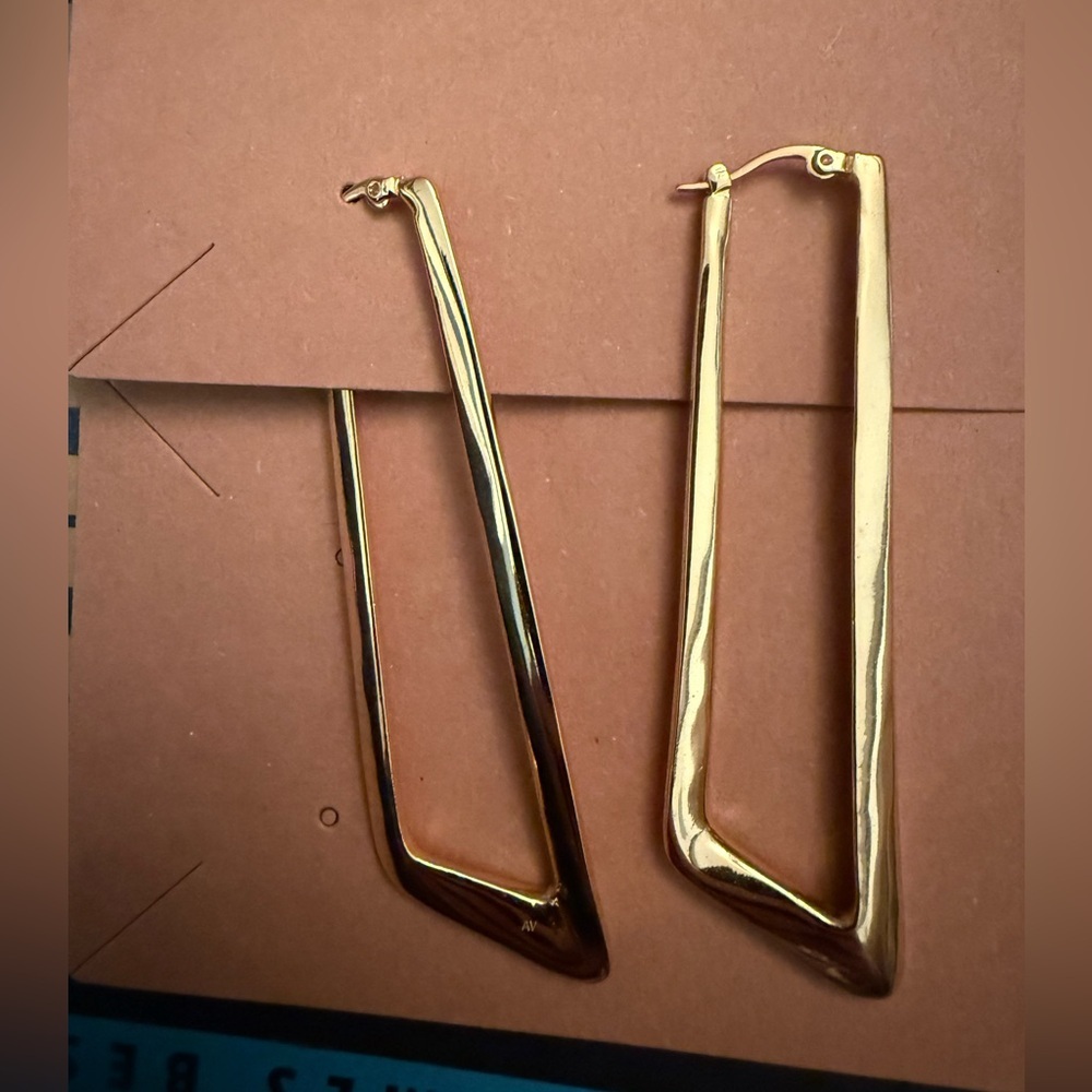 Elegant Gold Angled Hoop Earrings